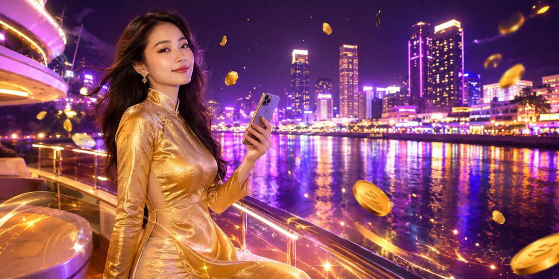Thiếu nữ áo dài tại Vũng Tàu cầm điện thoại nhận cashback bonus từ sxhn